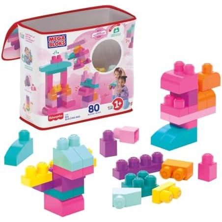 MEGA BLOKS Big Building Bag, 80 Blocks (Pink)